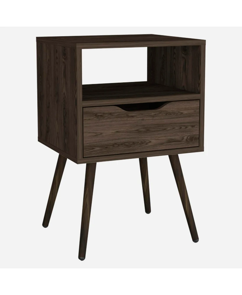 Simplie Fun Haverson 1-Drawer 1-Shelf Nightstand Dark Walnut