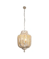 Storied Home Draped Wood Bead Chandelier Grey