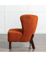 Streamdale Furniture Upholstered Armless Chair with Wooden Legs, Burnt Orange