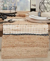 Saro Lifestyle Earthy Jute Stripe Table Runner, 16"x72"