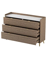 Streamdale Furniture Modern 6-Drawer Dresser with Marble Top