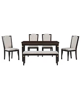 Simplie Fun 6-Piece Espresso Kitchen Dining Set