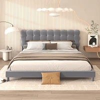 Streamdale Furniture Queen Size Upholstered Platform Bed With Soft Headboard