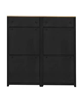 Streamdale Furniture Modern Black Shoe Cabinet with 4 Flip Drawers