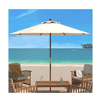 Safavieh Cannes 11Ft Wooden Pulley Market Umbrella