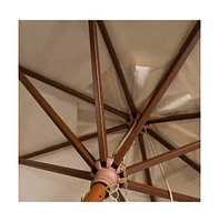 Safavieh Cannes 11Ft Wooden Pulley Market Umbrella