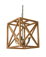 Storied Home Metal and Wood Cage Chandelier Brown