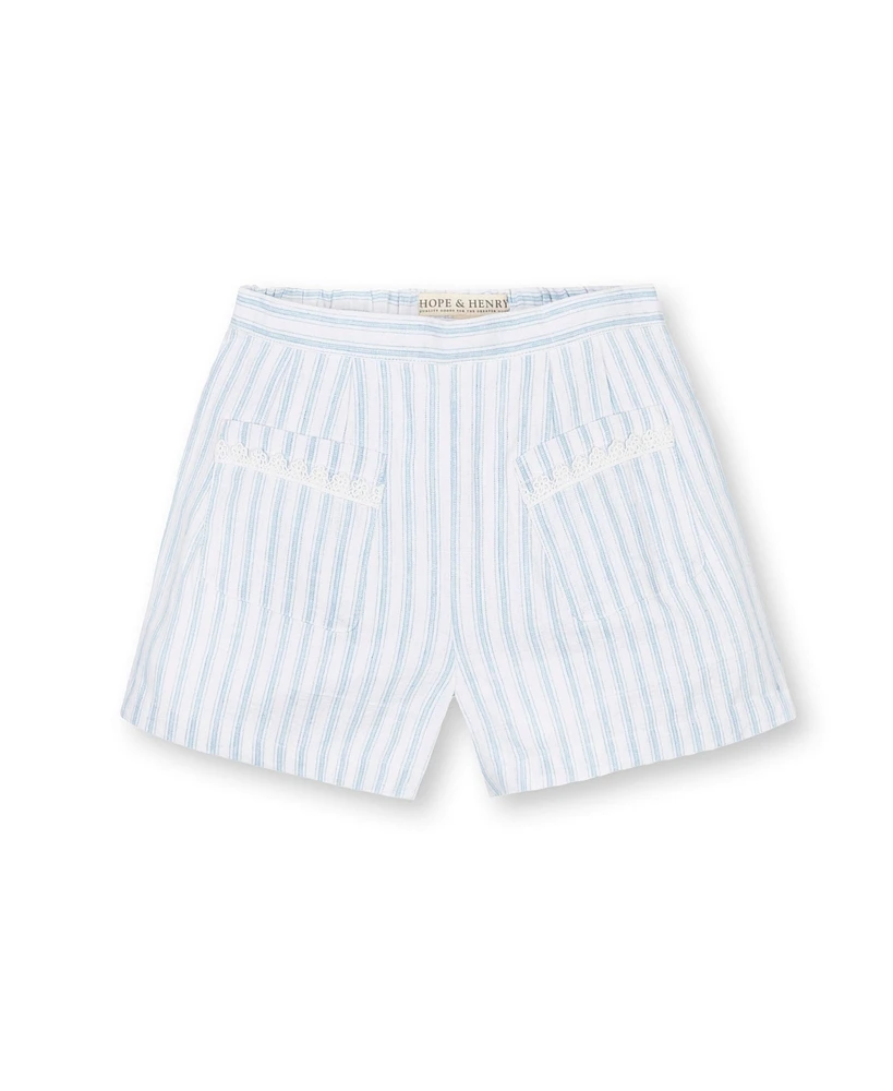 Hope & Henry Little Girls Pull-On Flat Front Linen Short