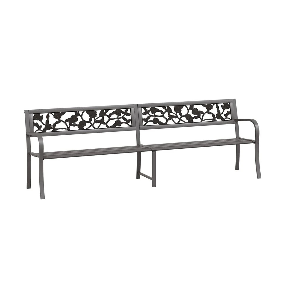 vidaXL Twin Patio Bench 96.9" Gray Steel