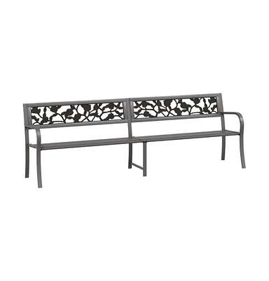 vidaXL Twin Patio Bench 96.9" Gray Steel
