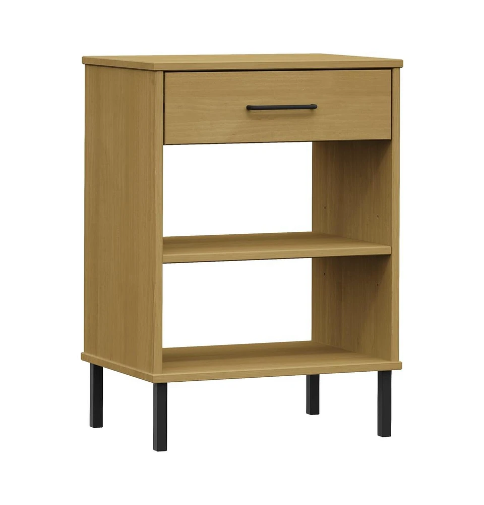 vidaXL Console Cabinet with Metal Legs Solid Wood Pine Oslo