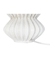 Storied Home Fluted Terra-cotta Table Lamp with Linen Shade Distressed White