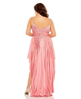 Mac Duggal Women's Rhinestone High Low Pleated Gown