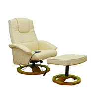 vidaXL Massage Chair with Footstool Cream Faux Leather