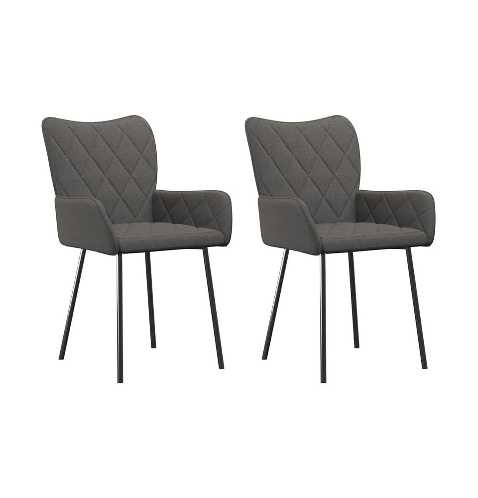 vidaXL Dining Chairs 2 pcs Dark Gray Fabric