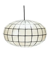 Storied Home Oblong Capiz Ceiling Light White and Black