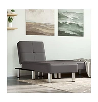 Chaise Longue Gray Faux Leather