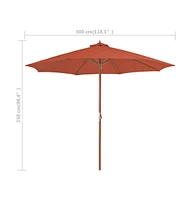 vidaXL Outdoor Parasol with Wooden Pole 118.1" Terracotta