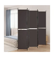 vidaXL 5-Panel Room Divider Brown 98.4"x86.6" Fabric