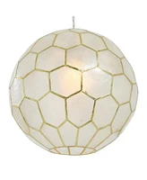 Storied Home Capiz Honeycomb Globe Pendant Light Capiz White Seashells with Antique