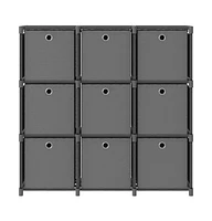 vidaXL 9-Cube Display Shelf with Boxes Gray 40.6"x11.8"x42.3" Fabric