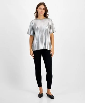 Bar Iii Petite Short Sleeve Shine T Shirt Pull On Ponte Leggings Created For Macys