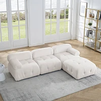 Ivory Teddy Fabric Modular Sectional Sofa