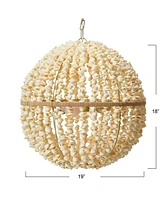 Storied Home 19" Round Ball Metal and Shell Ceiling Light