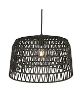 Storied Home Open Weave Metal and Paper Rope Ceiling Light Black