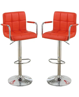 Simplie Fun Set of 2 Contemporary Style Faux Leather Barstools