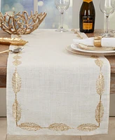 Saro Lifestyle Intricate Leaf Pattern Embroidered Table Runner