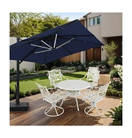 Mondawe 5-Piece Hollow Back Cast Aluminum Patio Dining Set With 4 Swivel Chairs