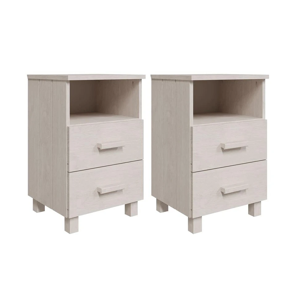 vidaXL Bedside Cabinets Hamar 2 pcs White 15.7"x13.8"x24.4" Solid Wood