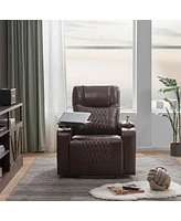 Streamdale Furniture Brown Power Motion Recliner with Usb Charging and Storage