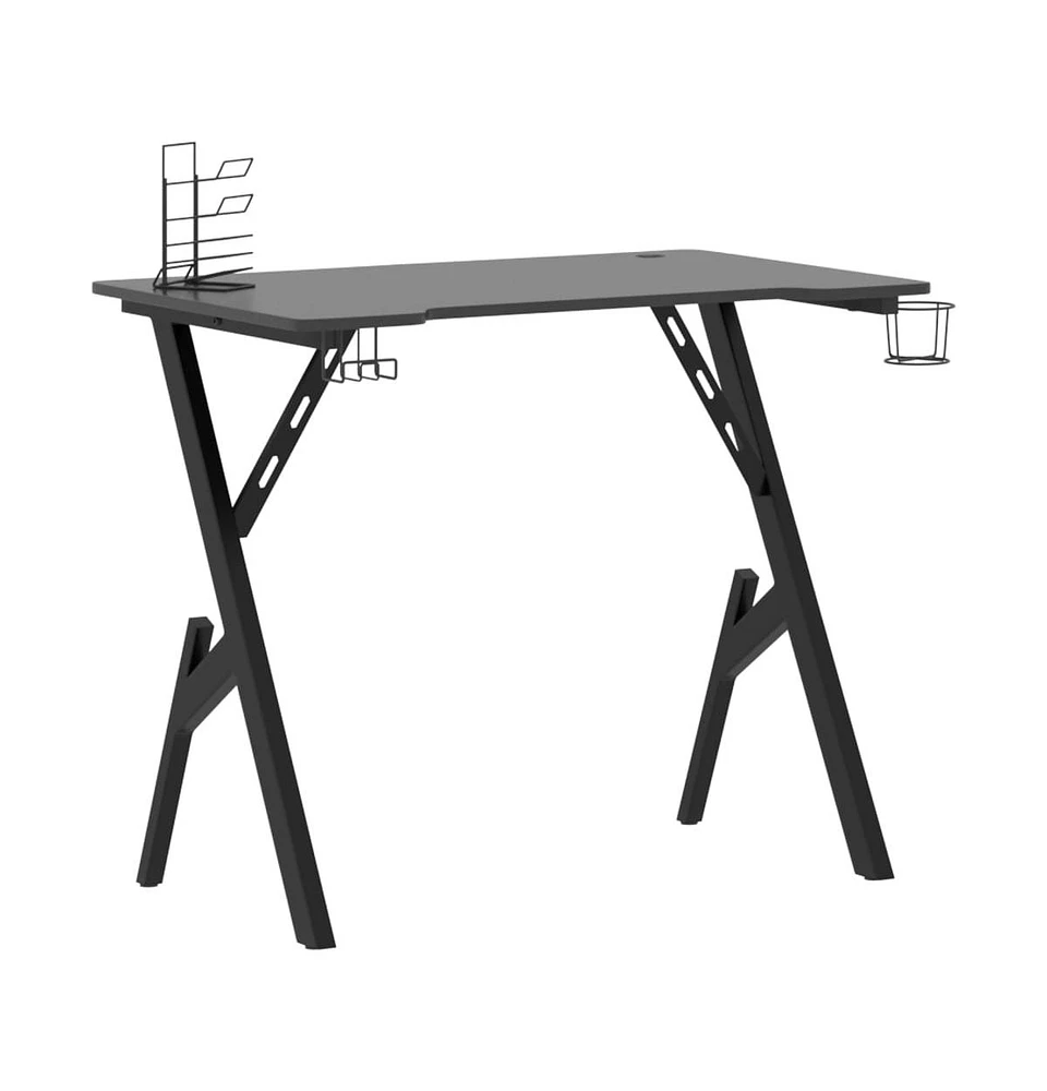 vidaXL Gaming Desk with Y Shape Legs Black 35.4" x 23.6" x 29.5"