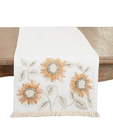 Saro Lifestyle Enchanting Sunflower Embroidered Table Runner, 16"x72"