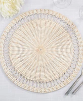 Saro Lifestyle Rattan Loopy Spiral Placemat Set of 4,15"x15"