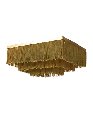 Storied Home 13.75" Square Flush Mount Fringe Light Fixture