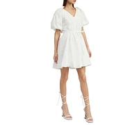 En Saison Women's Cayman Cotton Puffed-Sleeve Mini Dress