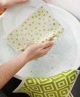 Design Imports Swedish Dishcloths for Kitchen Cleaning, Machine Washable Dishwasher Safe, 7.75 x 6.75", Avocado White