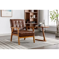 Streamdale Furniture Leisure Chair With Solid Wood Armrest And Feet, Mid-Century Modern Accent Chair