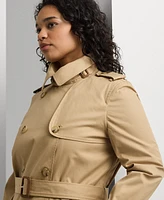 Lauren Ralph Plus Double-Breasted Trench Coat