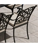 Mondawe Cast Aluminum Outdoor Dining Armchair with Sofa Cushion (Set of 4)