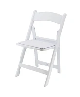 Elama 4 Piece Plastic Folding Resin Chair in White with Removable Seat Pad