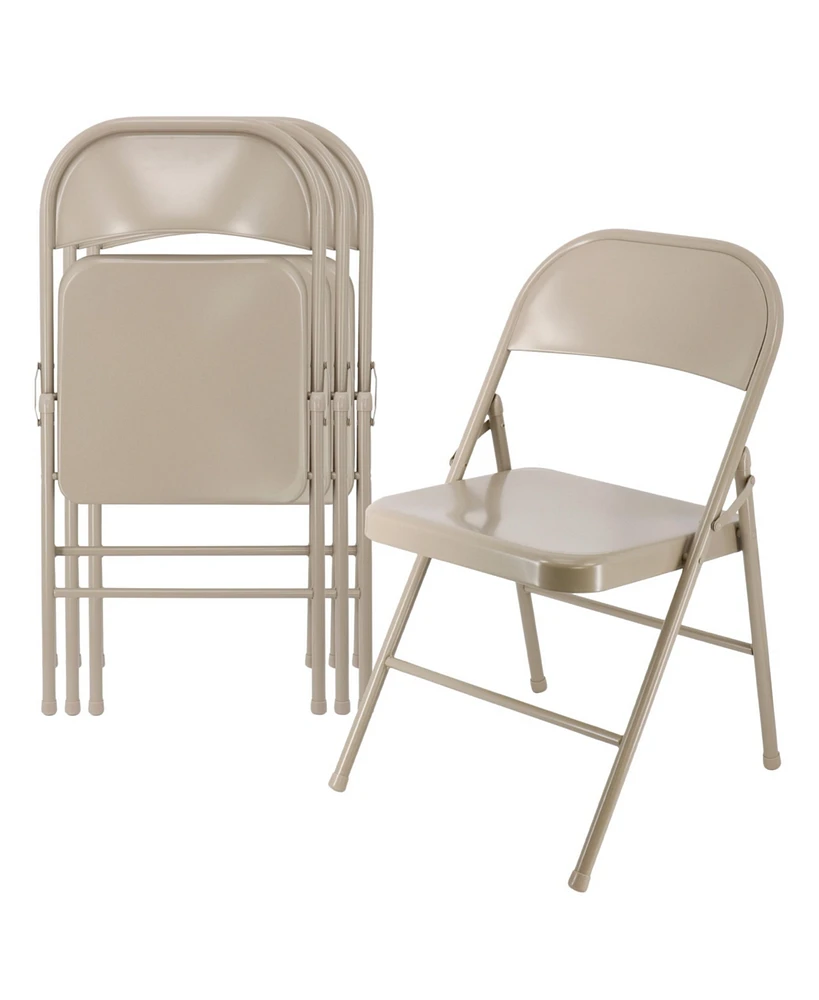 Elama 4 Piece for Indoor and Outdoor Metal Folding Chairs in Beige