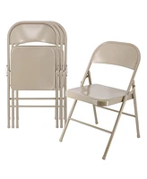 Elama 4 Piece for Indoor and Outdoor Metal Folding Chairs in Beige