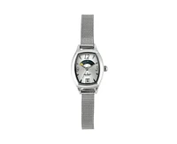 Peugeot Women's Silver Dial Sun Moon Watch 30x20mm Calendar Mesh Bracelet