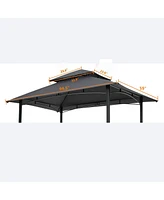 8x5FT Grill Gazebo Replacement Canopy, Double Tiered Bbq Tent Roof Top Cover