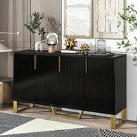 Simplie Fun Modern Sideboard With Four Doors, Metal Handles & Legs And Adjustable Shelves Kitchen Cabinet