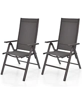 Gymax Set of Folding Patio Dining Chair Camping Chair w/ Adjustable Backrest